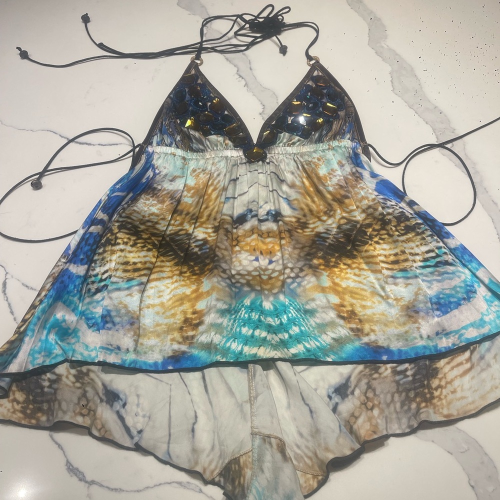 Kasia de Gelaqua silk embellished boho resort top gorgeous